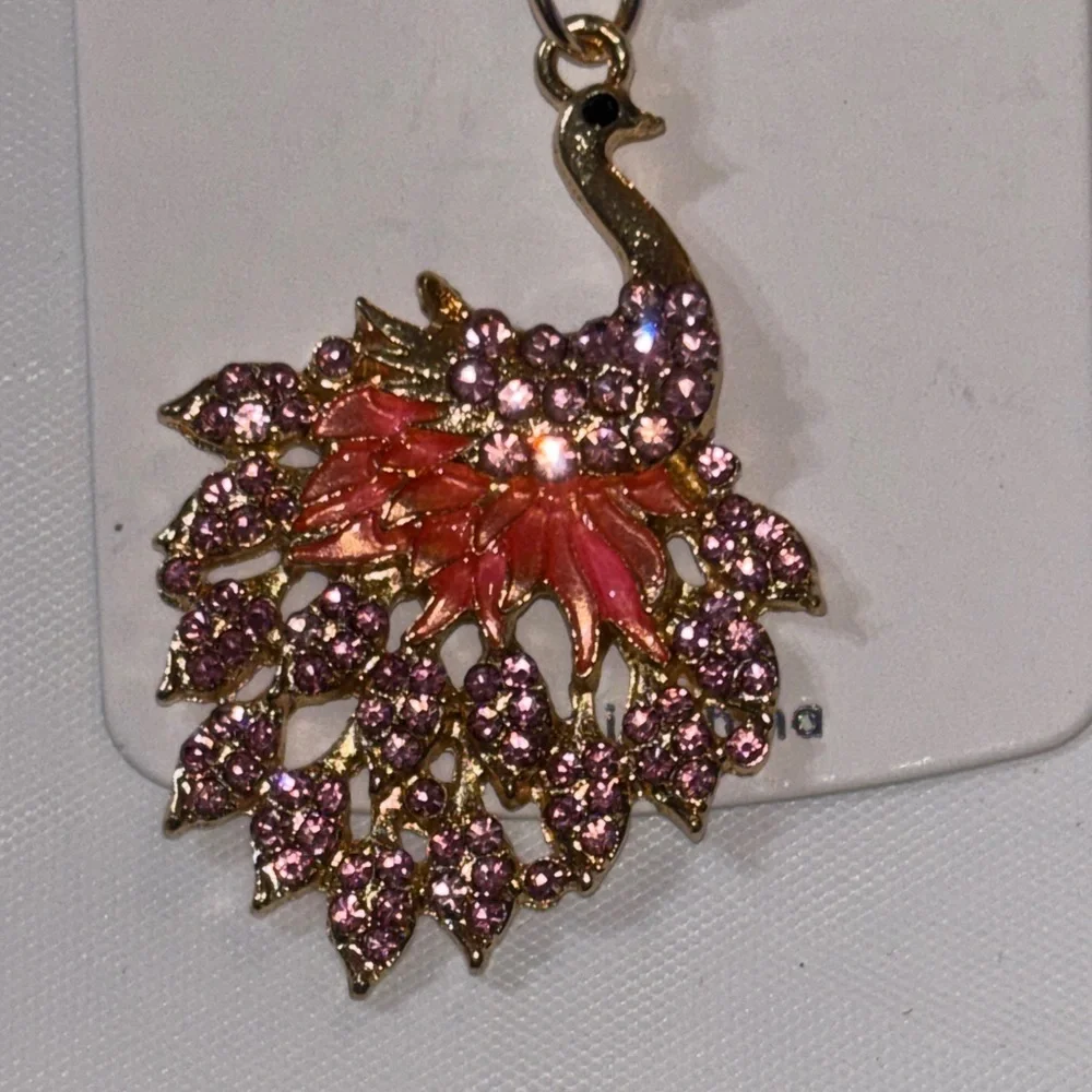 Peacock Keychain/Bag Charm- Pink